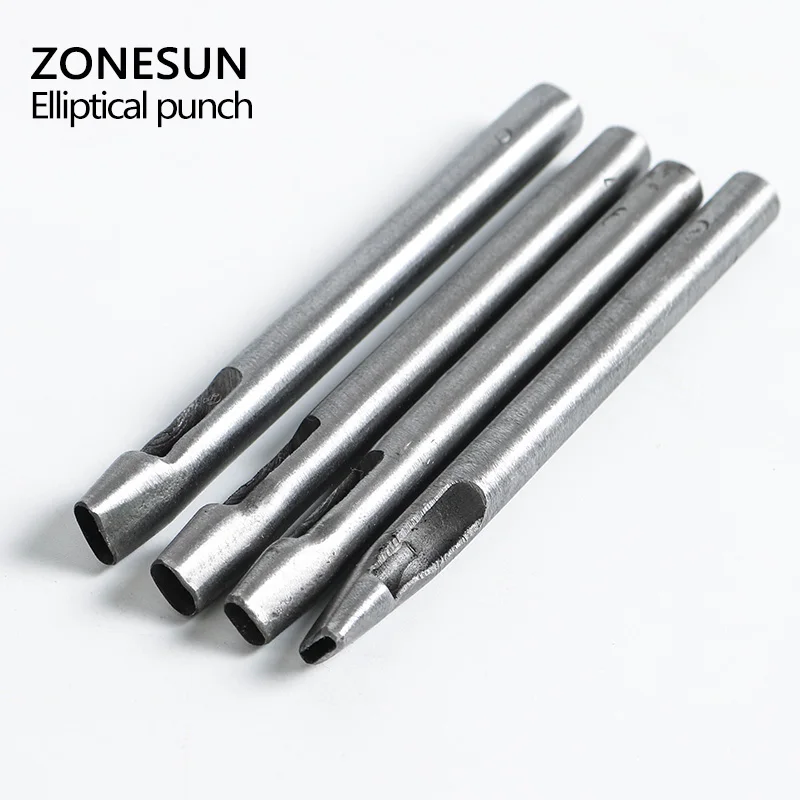 ZONESUN 4 шт./компл. Сделай Сам эллипс инструмент для пробивки отверстий кожа ремешок