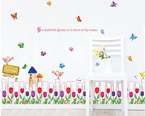 

Fresh style Hand-painted fence skirting bedroom and children's room sofa Wall PVC material decorative wall stickers
