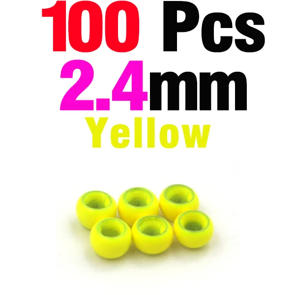 MNFT 100 шт. медный материал красочные головки из бисера латунные крючки с шариками для ловли нахлыстом связывающий Материал s аксессуары - Цвет: 100 2dot4 Yellow