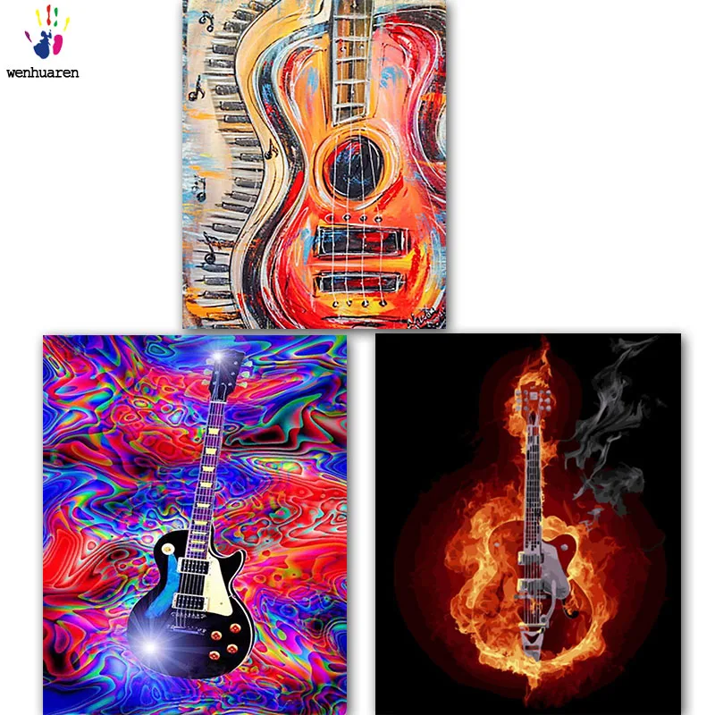 

DIY colorings pictures by numbers with colors Different guitars picture drawing painting by numbers framed Home