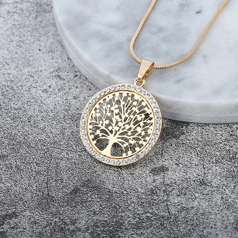 Fanqieliu ювелирные изделия с золотым деревом жизни Женская Подвеска Ожерелье для