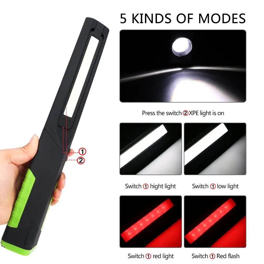 

360 Degree Rotatable Emergency Light 5 Working Modes USB Rechargeable Folding Work Camping Car Repair Home Emergency Light