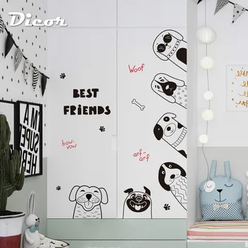 

DICOR cute dog cartoon wall stickers for kids bedroom decoration kindergarten nursery decal diy QT1176KJ-3MB