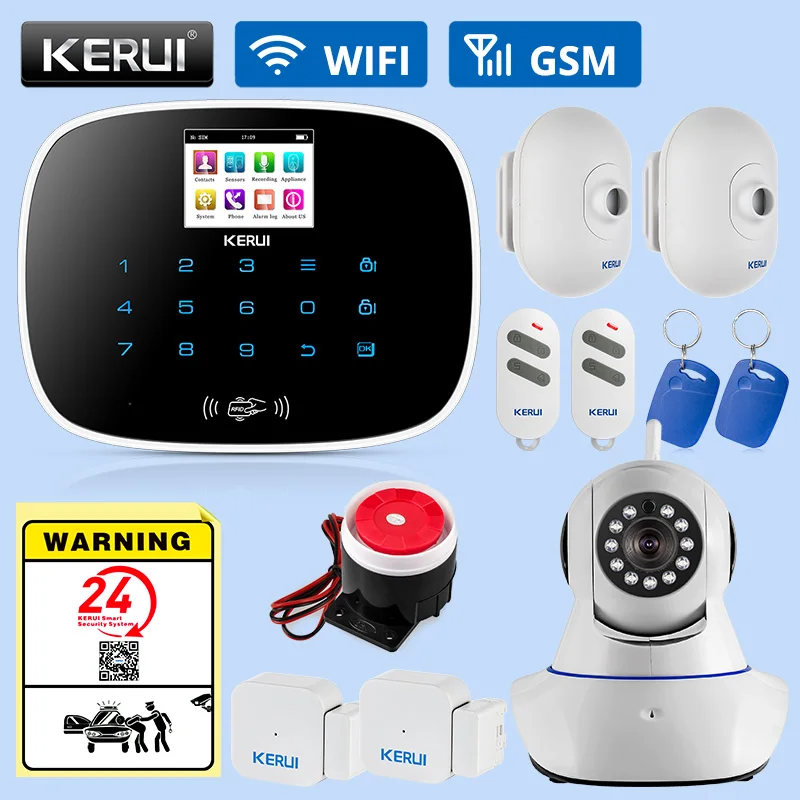 

KERUI G19 Wireless GSM Alarm Systems Security Home Kit Door Sensor Motion detector Smoke Gas Concentration Monitoring System