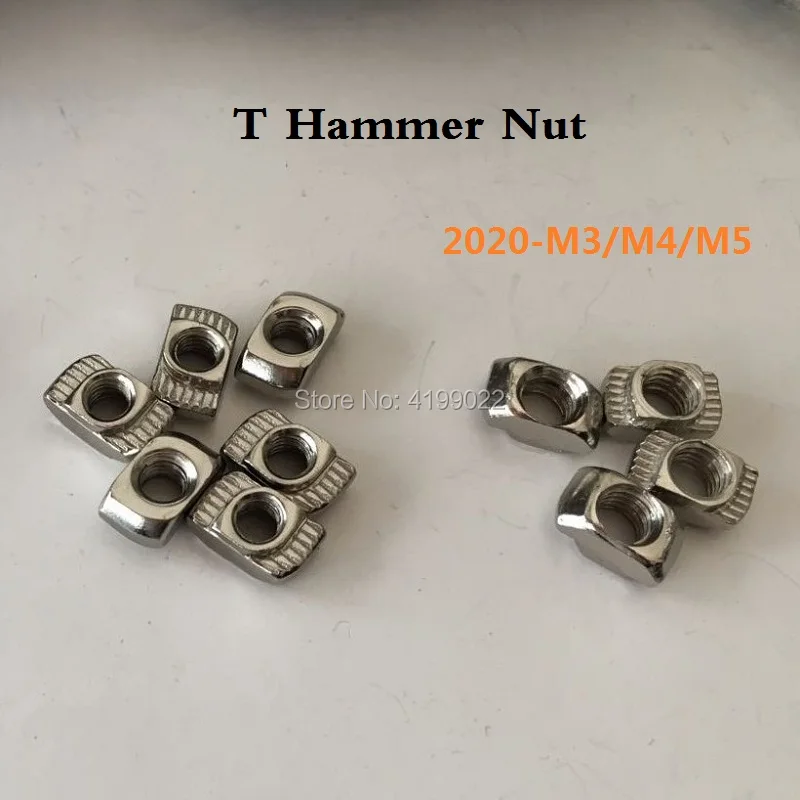 40pcs or 100pcs M3 M4 M5 Nickel Plated T Hammer Sliding nuts Head