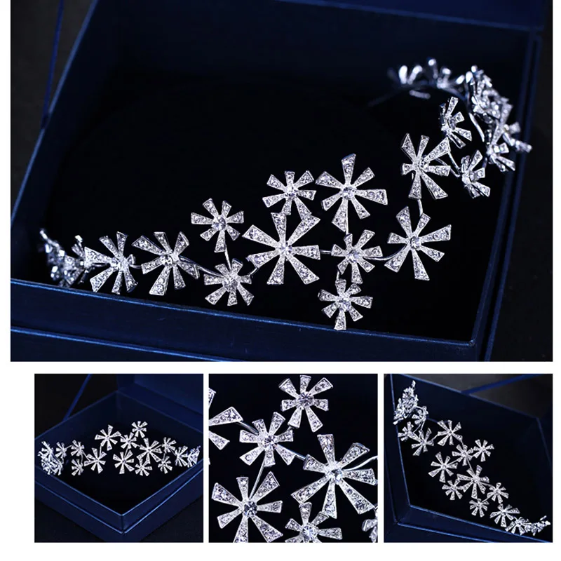 

New Elegant Handmade Star Headband For Wedding Bride Hair Jewelry For Women Hair Accessories Silver Color Bridal Tiara Headband