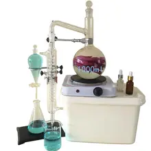 1000 мл лабораторный Набор стеклянной посуды, Самогонный аппарат, дистиллятор эфирного масла для чистой воды, с конденсаторной трубной колбой и нагревателем