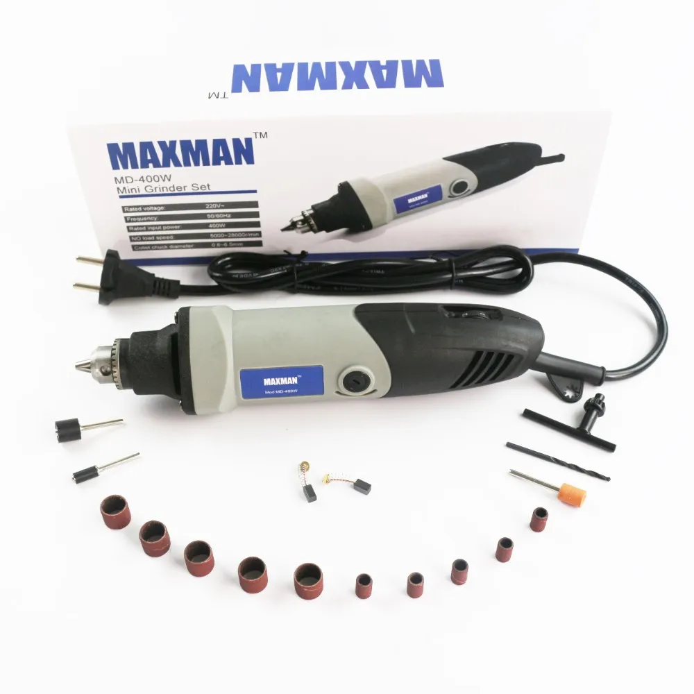 Электрический мини-точильный станок MAXMAN 400 Вт Taladro Dremel 0,6~ 6,5 мм, вращающийся инструмент с переменной скоростью, многофункциональные электроинструменты