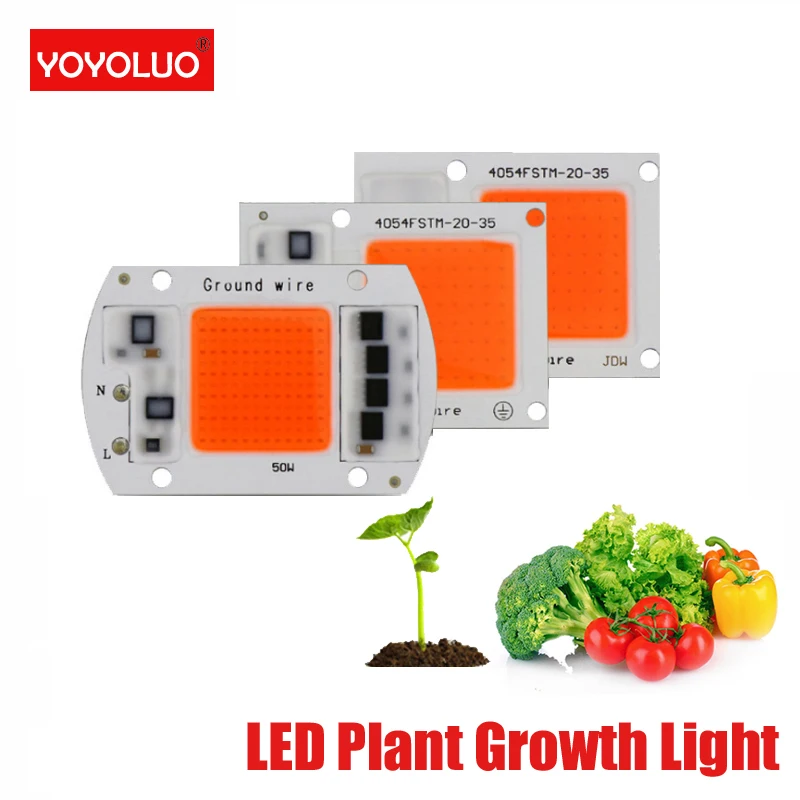

Full Spectrum AC220V 50W 30W 20W For Indoor Plant Seedling Grow and Flower Growth Lighting LED COB Chip For Grow Plant Light