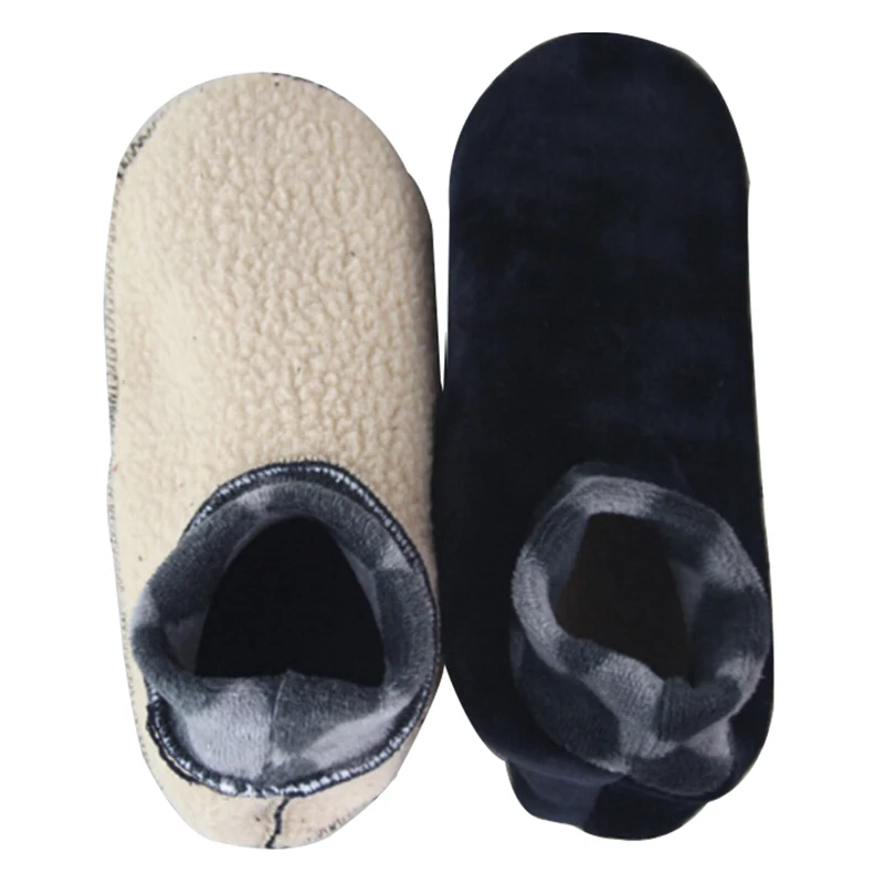Мужские зимние теплые домашние Мягкие флисовые толстые носки для кровати Нескользящие тапочки носки-Тапочки