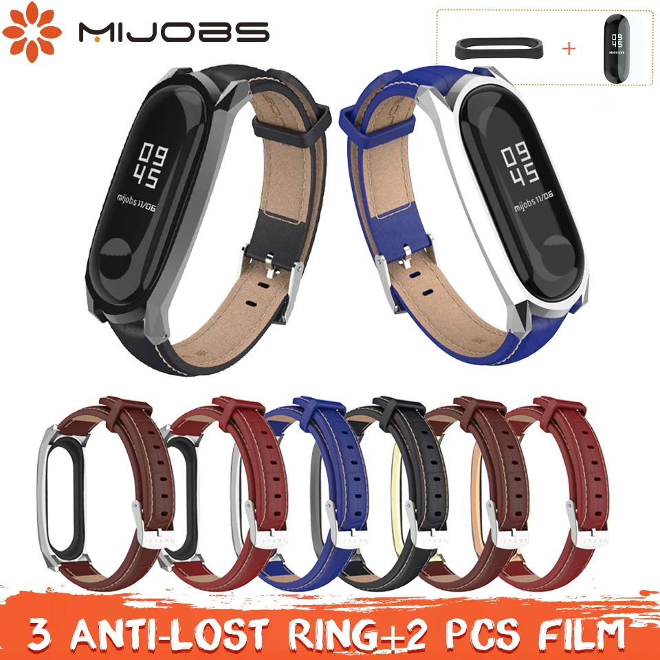 

Mijobs Mi band 4 Strap Genuine Leather Bracelet for Xiaomi Mi band 3 Wriststrap Smart band Wristband replace Correa accessories