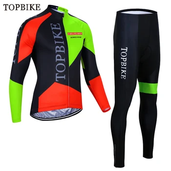 

TOPBIKE abbigliamento ciclismo Winter Thermal Fleece Cycling Set MTB Bike Clothes Mens Long Cycling Jersey Set Maillot Ropa