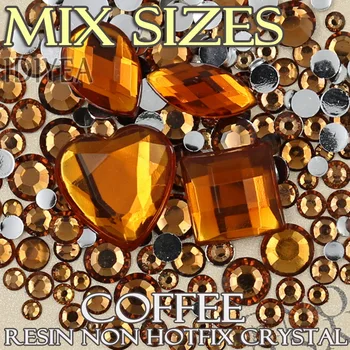 

1500pcs/Lot Mix Sizes Coffee SS6 SS16 SS20 SS30 Nail Rhinestones Resin Flat Back Non Hotfix Crystal Glitters for DIY garment bag