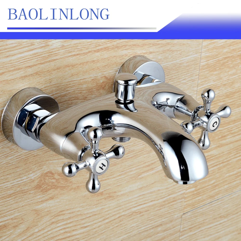 BAOLINLONG Brass Bathroom Mixer Faucet Tap Wall Mounted Shower Mixing
