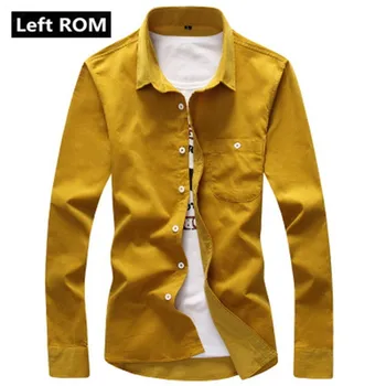 

2019 New Fall Winter Fine Men's Fashion Boutique Cotton Corduroy Solid Color Casual Long-sleeved Shirts / Mens Business Shirts