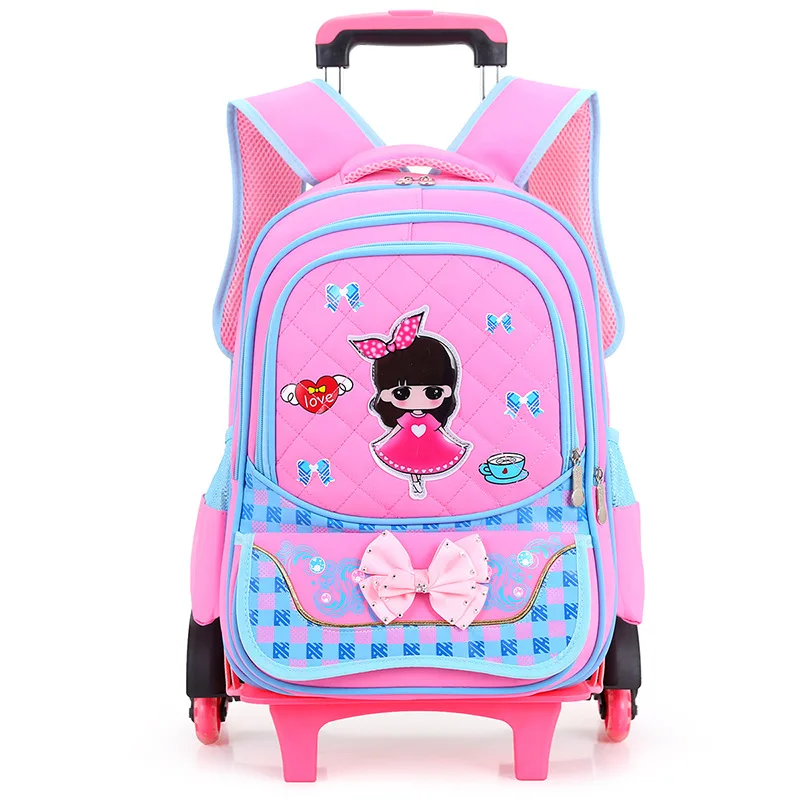 

Hot Sales Removable Children School Bags with 2/6 Wheels for Girls Trolley Backpack Kids Wheeled Bag Bookbag travel luggage
