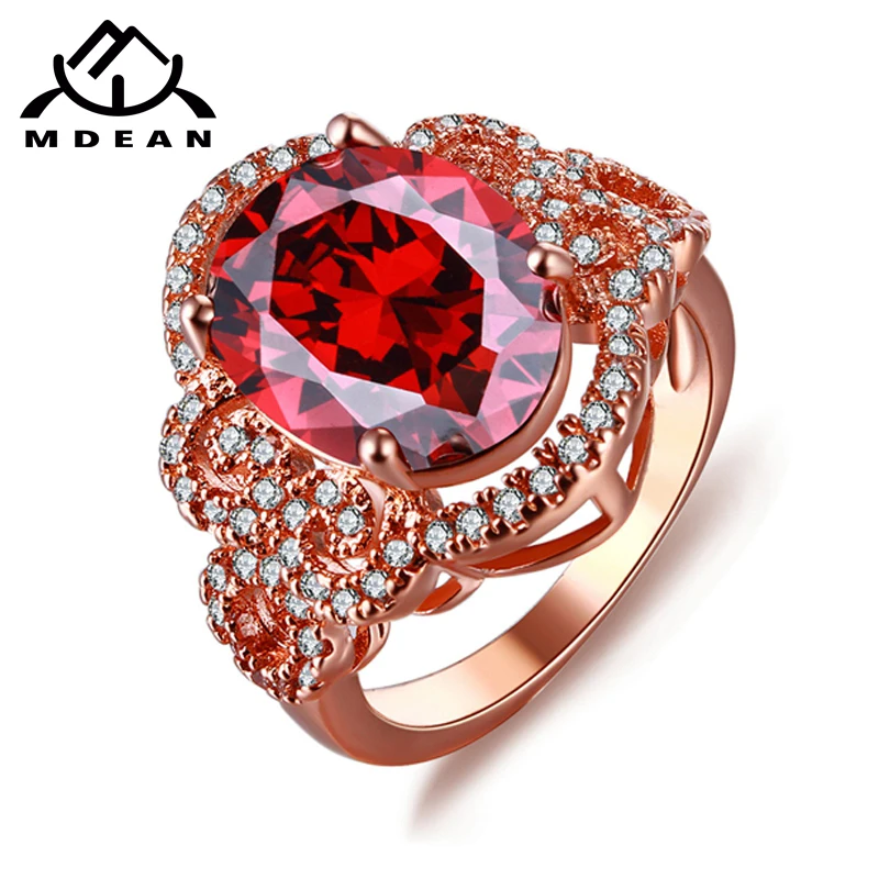 

MDEAN Rose Gold Color Rings for Women Jewelry AAA Zircon Jewelry Women Wedding Rings Engagement Ring Size 6 7 8 MSR241