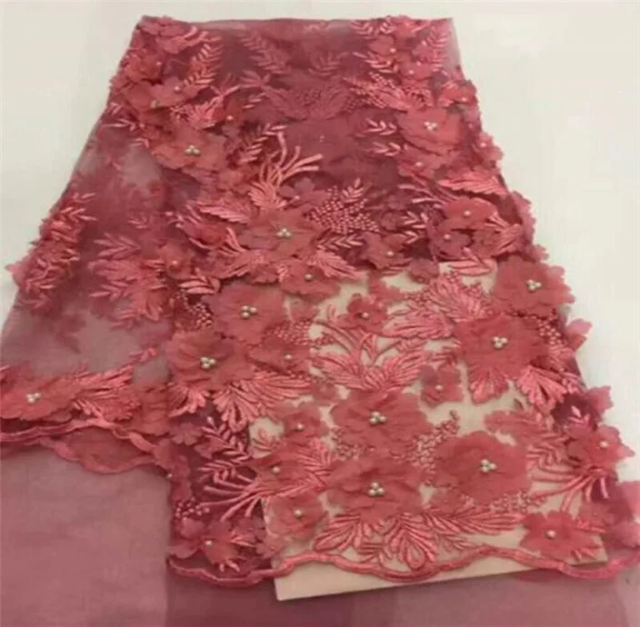 Peach Embroidered Organza Fabric For Nigerian Beaded Lace Fabrics Free