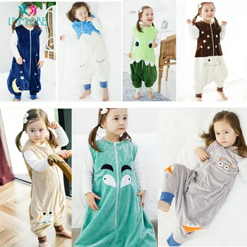 

Cotton Baby Sleeping Bags Flannel Soft Warm Breathable Sleeveless Vest Kick-proof Baby Kids Sleepacks Cartoon Cute Boy and Girls