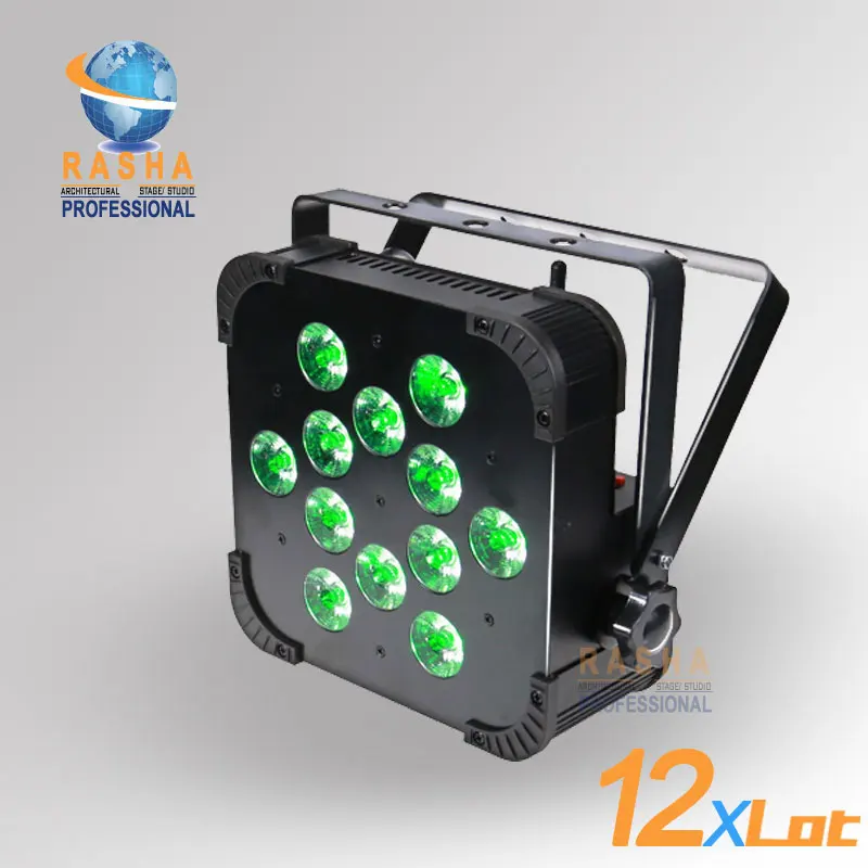 

12X Rasha Quad V12-12pcs*10W 4in1 RGBW/RGBA Wireless DMX LED Par Profile,LED Flat Par Light For Disco Party Club With DMX IN&OUT