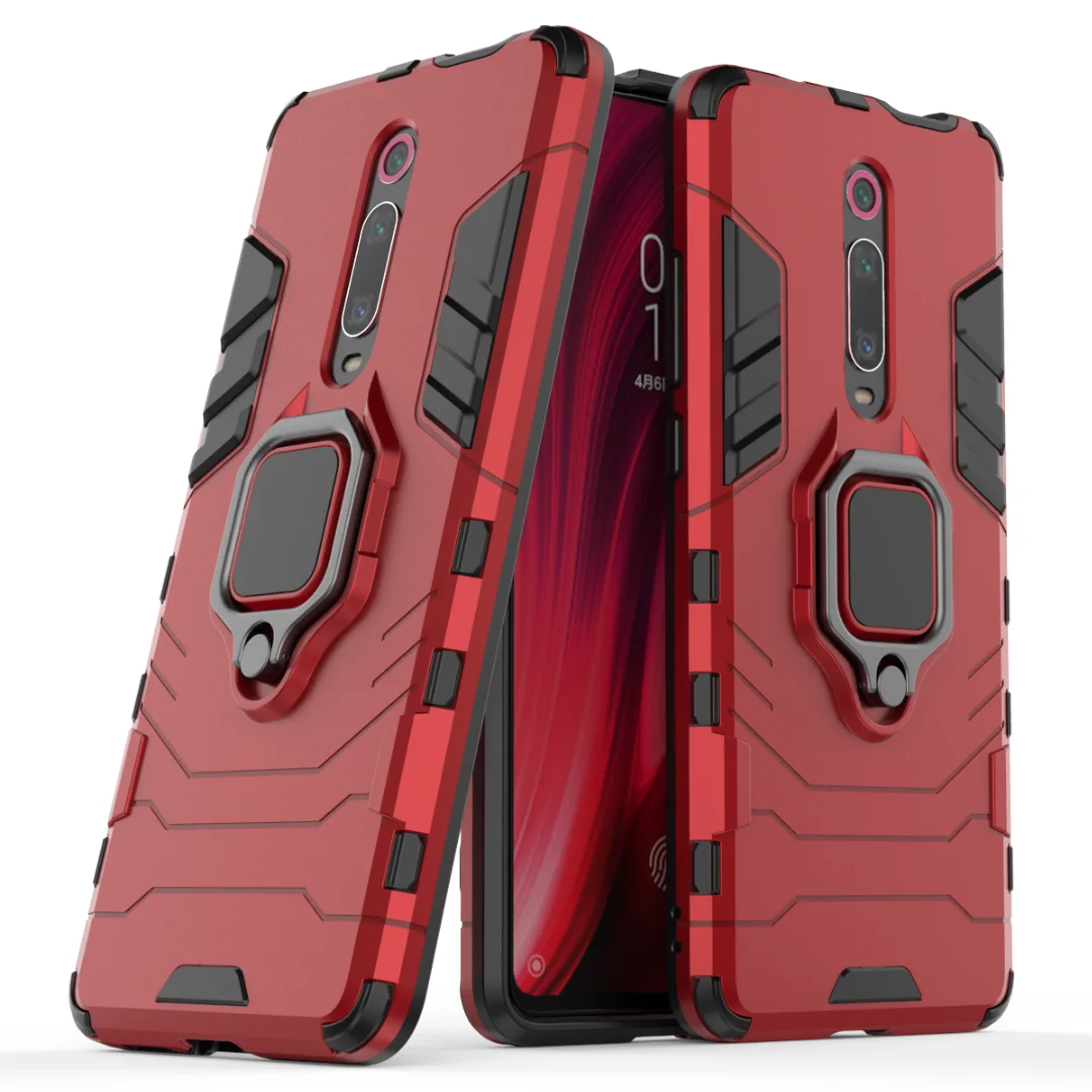 

With stand Ring Hybrid case For Xiaomi Mi 9T Pro Hard Silicone + PC Armor Magnet protective back cover for xiaomi mi 9T shell