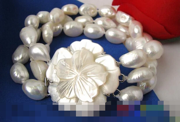 

12699 BAROQUE WHITE FRESHWATER PEARL BRACELET BANGLE Natural >>free shipping