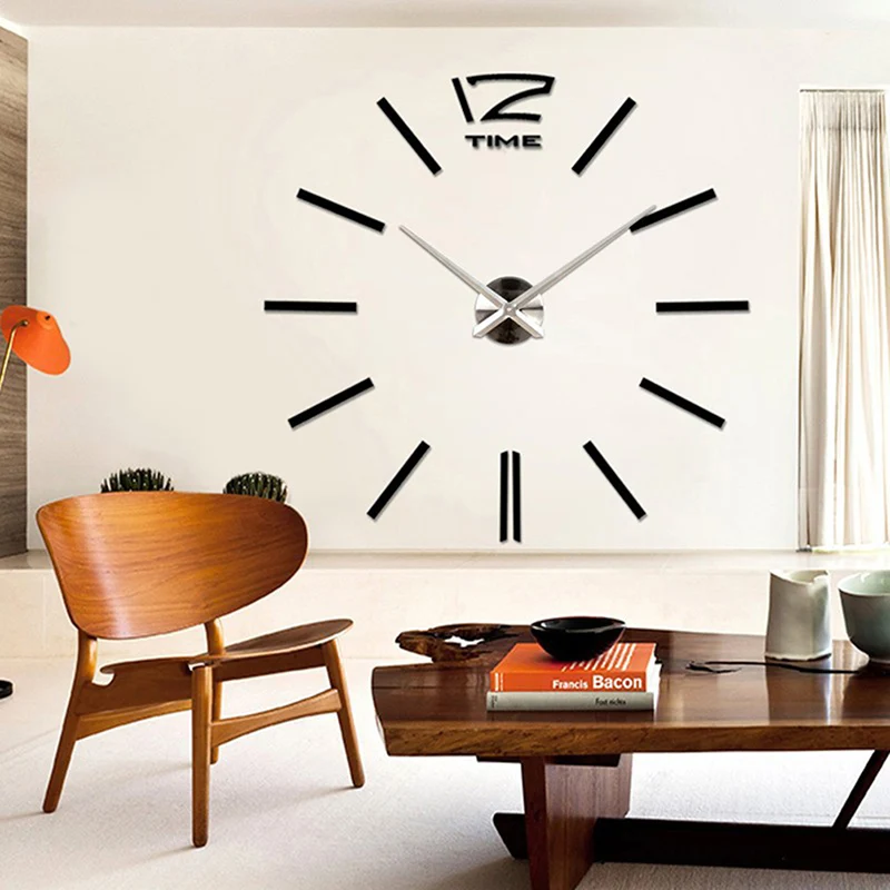 NEW Luxury Wall Clock Living Room DIY 3D Home Decoration Mirror Large Art Design
