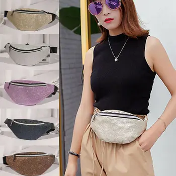 

Fashion casual chest bag Women Travel Waist Fanny Pack Money Belt Wallet Glitter Multicolor Bum Bag Pouch