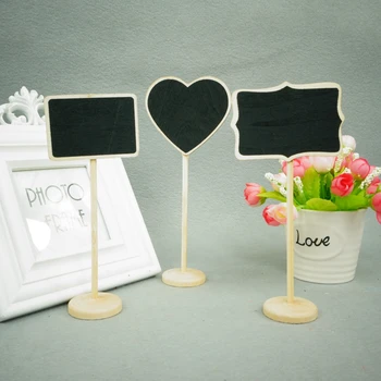 

20pcs/lot 3 designs wooden Chalkboard Blackboard Stand Place Card Holder Table Number vintage rustic wedding decoration