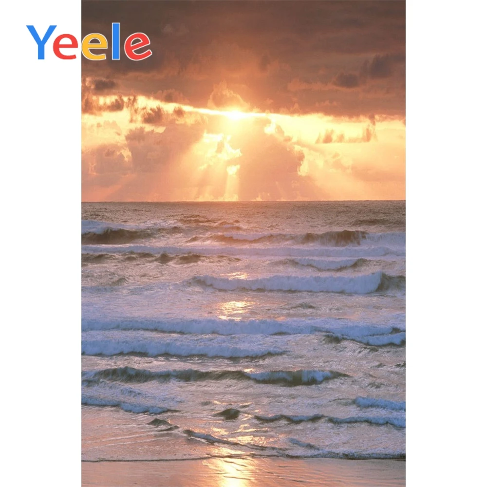 

Yeele Seaside Sunset Waves Cloudy View Photographic Backdrops Customize Wedding Scenery Photography Backgrounds For Photo Studio