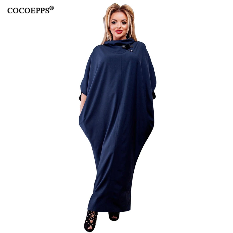 Осенние большие размеры повседневные женские Maxi dress Vestidos 2019 Большие свободные