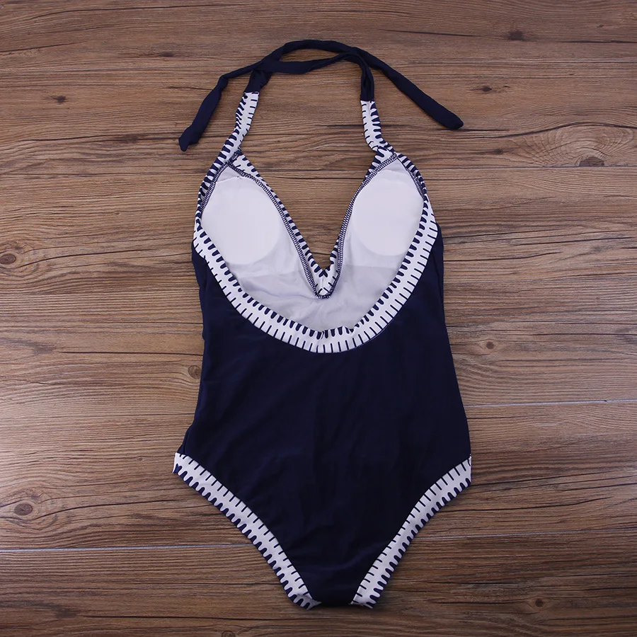Женский сплошной купальный костюм с высоким вырезом и открытой спиной|swimwear