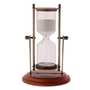 

New Hot Sale 15 Minutes Wooden Frame Rotating Hourglass Sandglass Sand Timer Home Decoration Creative Gift Weding Sand Clock