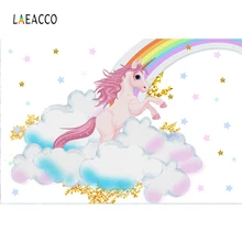 Laeacco вечерние фотофоны с единорогом, радугой, облаками и звездами на день рождения, индивидуальные фотофоны для фотостудии
