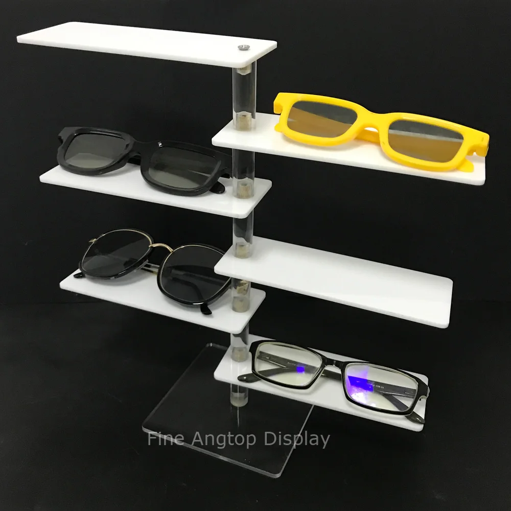 Прозрачная и белая акриловая подставка для солнечных очков 6 ярусов|sunglasses display|show