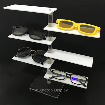 Clear and White Acrylic 6 Tier Jewelry Bracelet Shelf Table Top Retail Sunglasses Display Riser Small Cosmetic Show Rack transparent acrylic pen rack jewelry accessories shelves small items show eyebrow pencil display shelf collection display