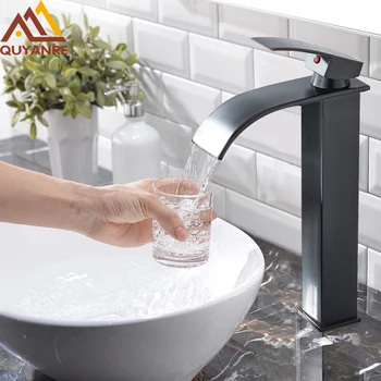

Black Bronze Waterfall Basin Faucet Bathroom Sink Water Tap Single Handle Hot Cold Water Mixer Tap Bathroom Torneiras Crane Tap