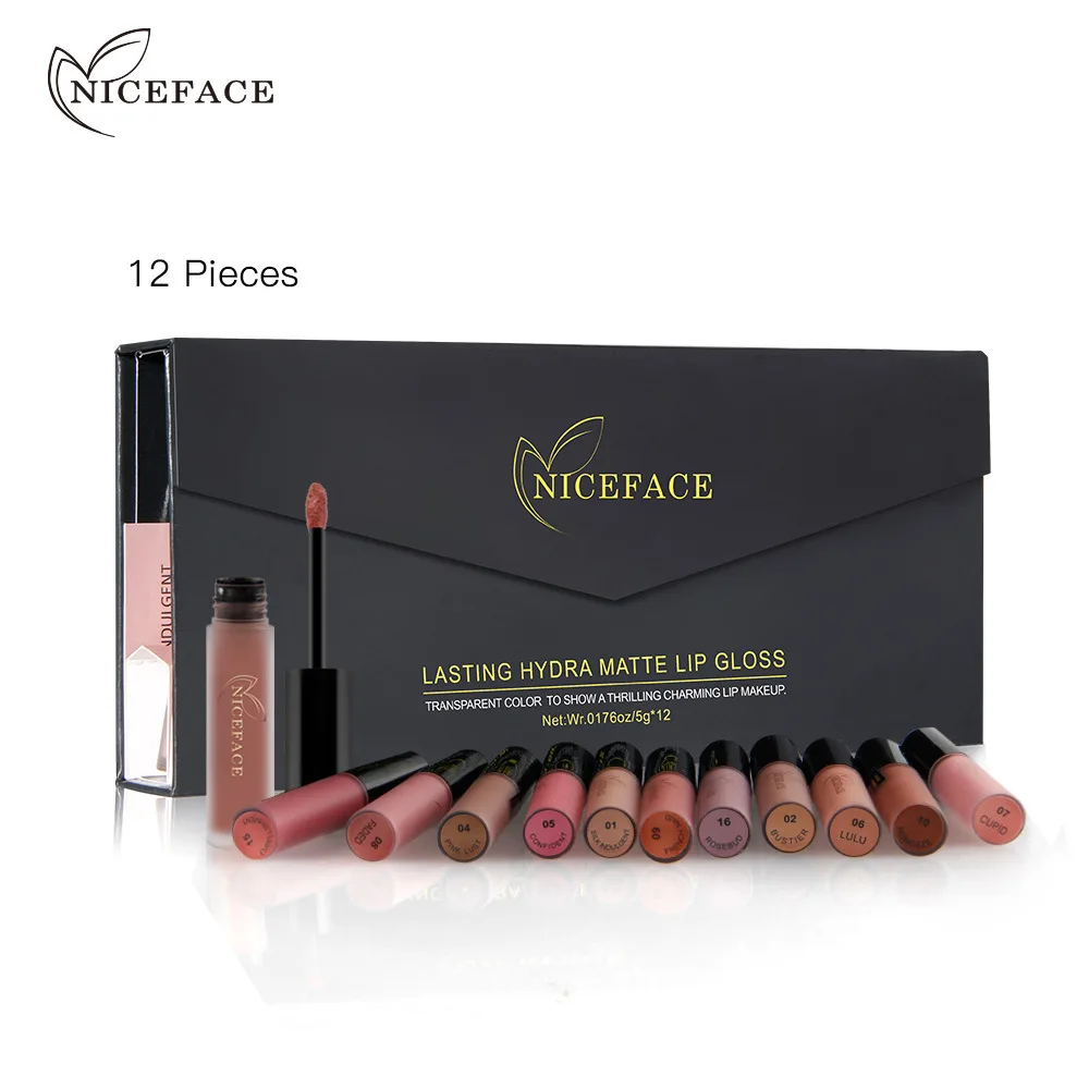 

2018 make-up kit nice face 12 color lip color combination set does not touch the cup does not fade fog face matte lipstick