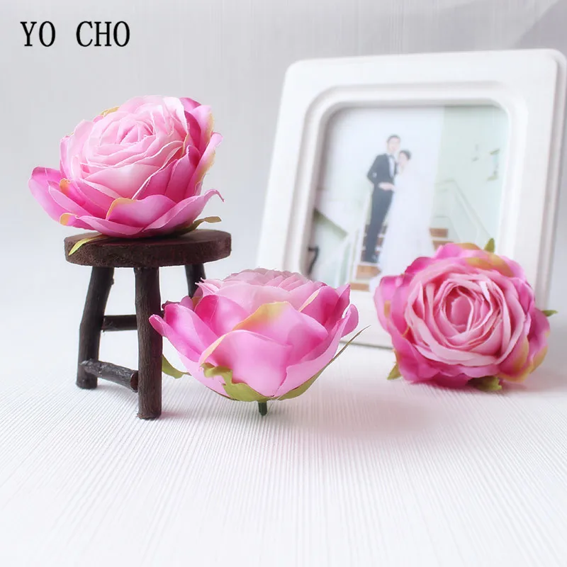  Red Rose Artificial Flower Head White Pink Silk Peony Big Flower Heads Wedding Party Decoration Fake Flowers Diy Wreath  (95)