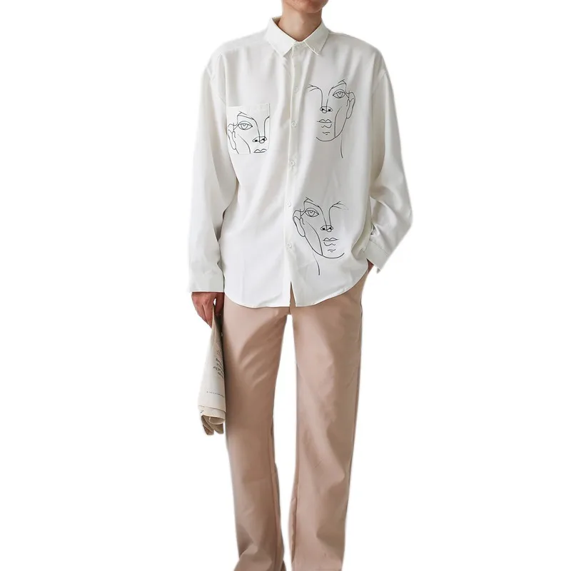 2019 New Summer Blouse Shirt Female Cotton Face Printing Full Sleeve Long Shirts Women Tops Ladies Clothing