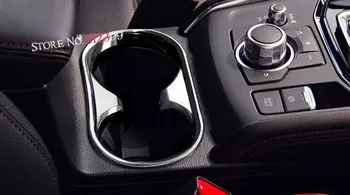 

ABS chrome Interior Water Cup Holder Cover Trim 1pcs For Mazda CX-5 CX5 2017 2018 Car styling Accessories