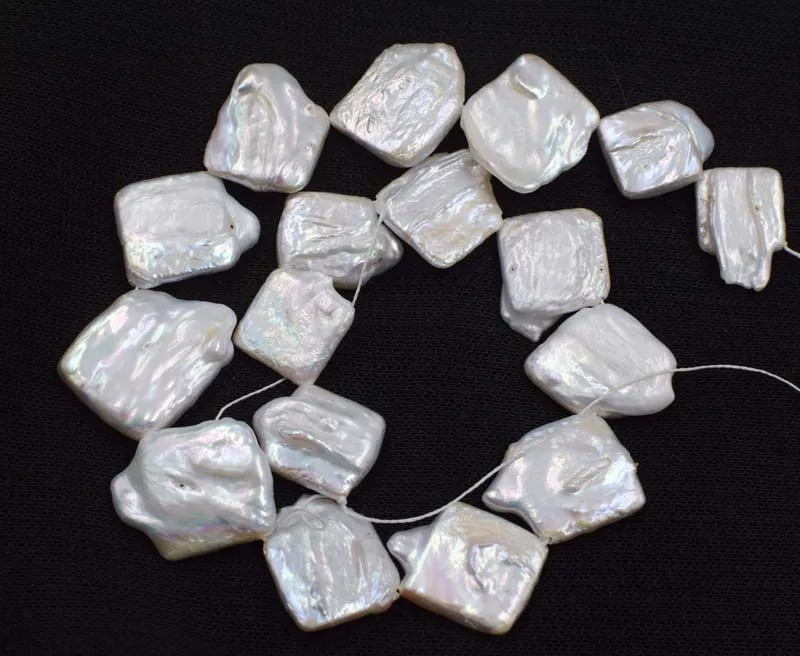 

freshwater pearl reborn keshi square white pink 20-28mm 15"FPPJ wholesale beads nature loose beads for DIY jewelry