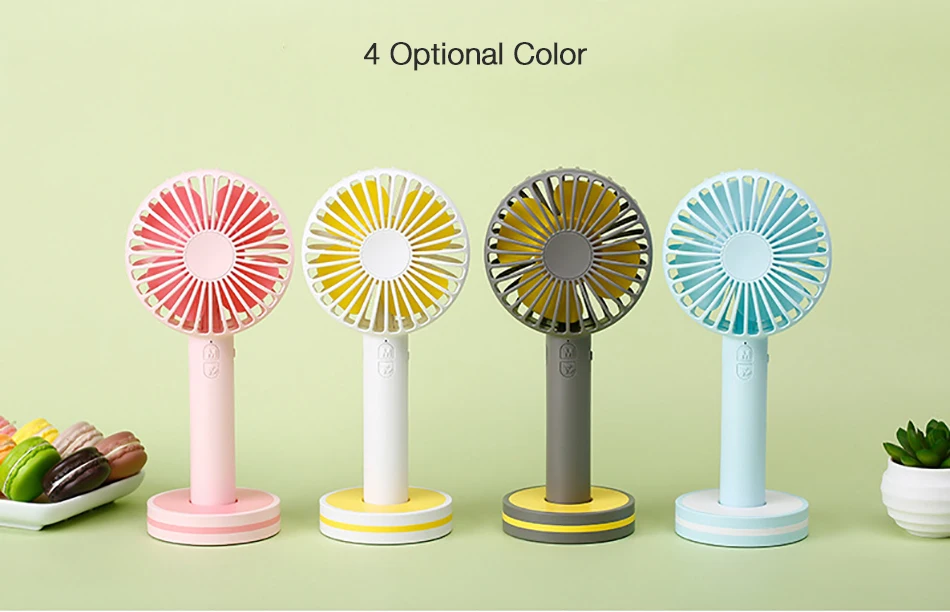 Portable Creative Macaron Design USB Rechargeable 2 Modes Desktop Handheld Fan with Mirror Base