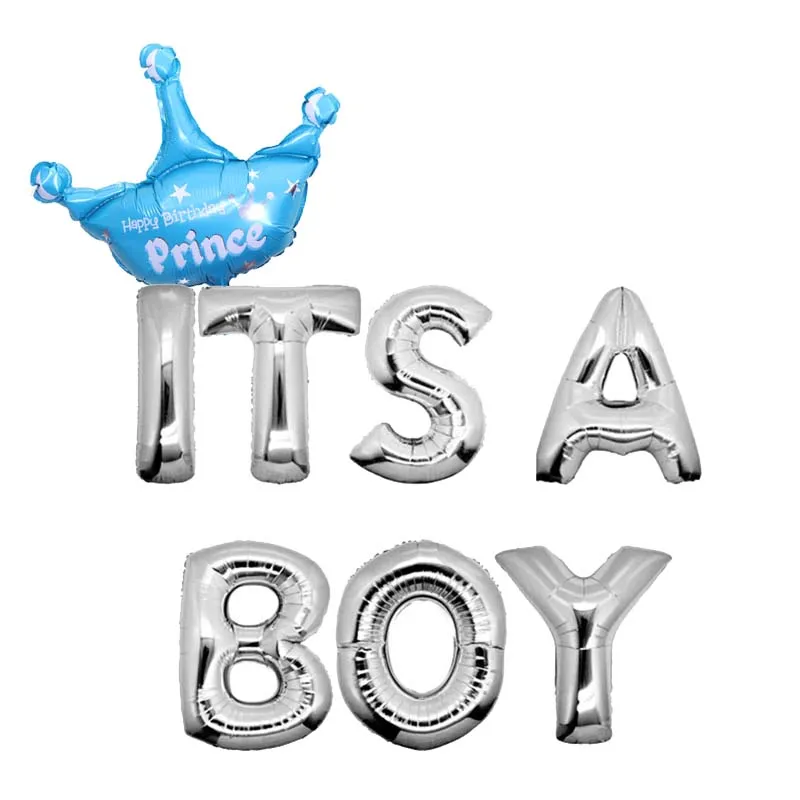 

Gold Silver Letters Foil Balloons Its A Boy Girl Crown Balloons Baby Girls Boys Baby Shower Birthday Party diy Decoration Favors