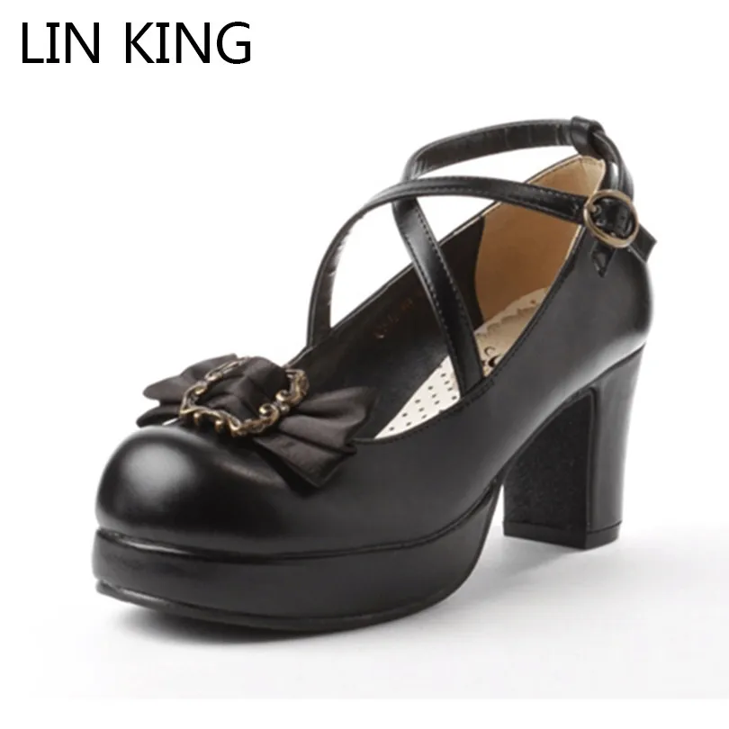 LIN KING/модные женские туфли лодочки с круглым носком на квадратном каблуке Туфли