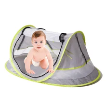 Детская кровать с противомоскитной сеткой, портативные пляжные палатки для детей, защита от УФ-лучей, колыбель для путешествий, складная палатка на молнии, сетка для кроватки