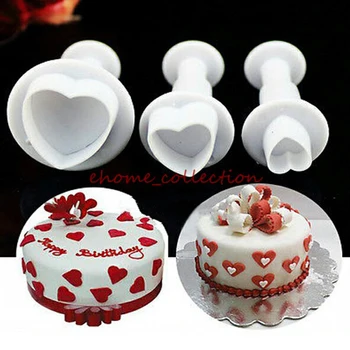 

3pcs/set Love Heart Plunger Cutter Baking Mold Sugarcraft Fondant Cake Confectionery Chocolate Dessert Candy Decorating DIY Tool