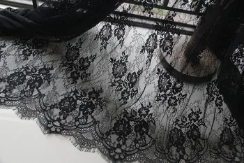 

Delicate black eyelash embroidery lace fabric Embroidery lace trim Sewing accessories 150cm Width 3 meter/lot