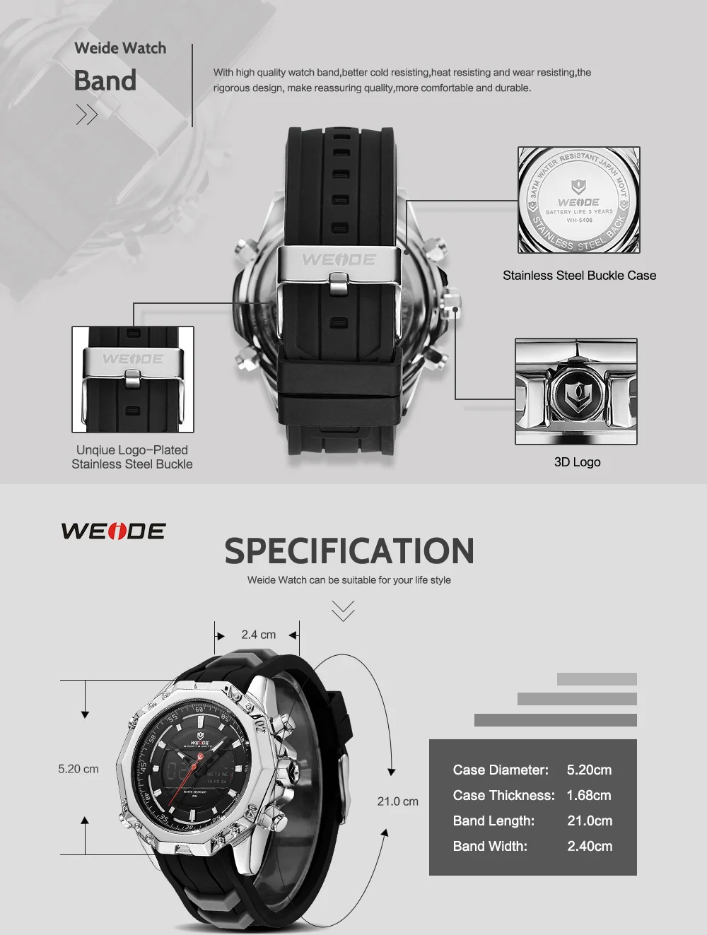 WEIDE Модные военные кварцевые мужские часы с большим циферблатом PU спортивные часы высокого качества наручные часы Relogio Masculino