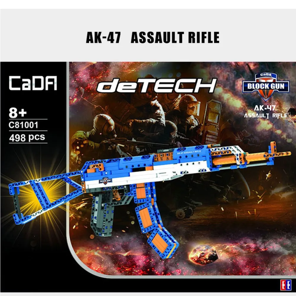 Legoing Military  weapon AK-47 P90 M1 Building blocks gun model Orange blue color collection compatible with Legoes toys gifts